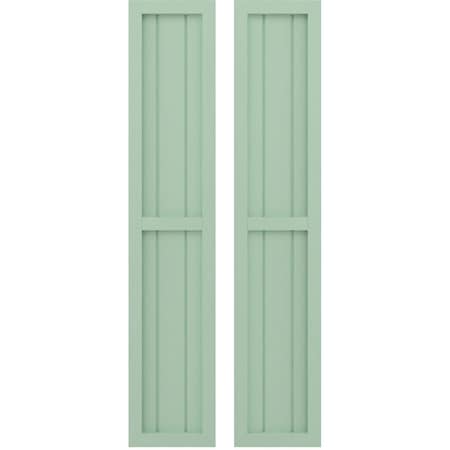 Americraft 3-Board Exterior Wood 2 Equal Panel Framed Board-n-Batten Shutters, ARW101BF311X64SGH